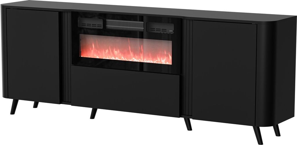 Furniture24 Sideboard 200 X 75 X 39 Cm Kommode Volare Mit Elektrishem Schwarz