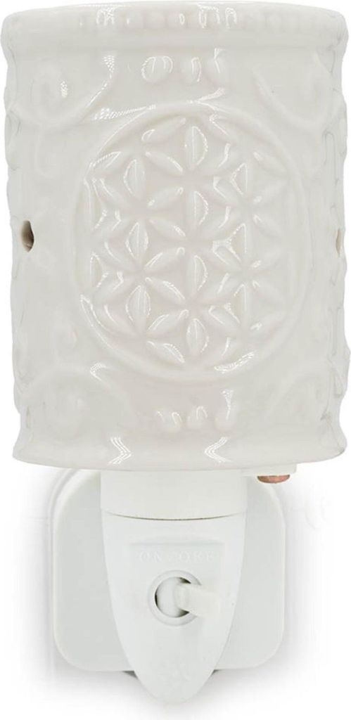 Elektrische Duftlampe, Keramik, Weiß, Blumendesign