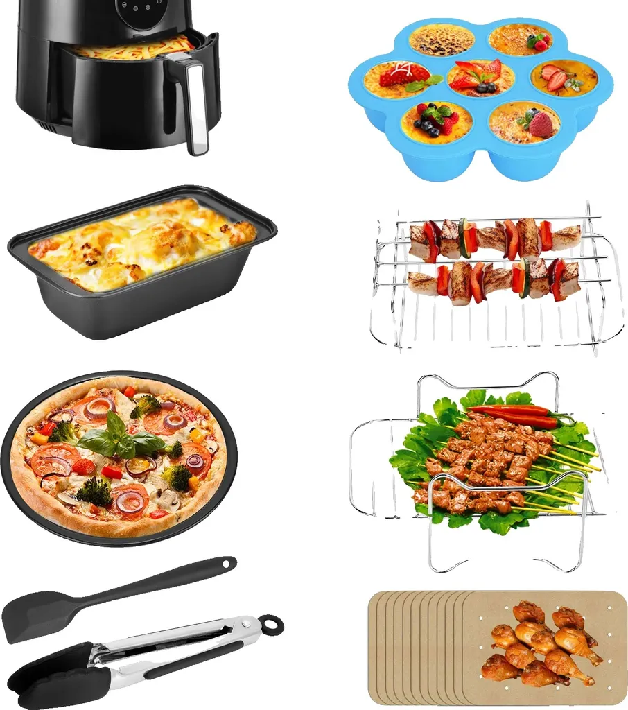 Set complet d'accessoires pour friteuse à air 7 pièces en acier inox