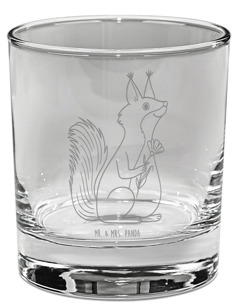 Mr. & Mrs. Panda Whiskyglas Eichhörnchen Blume - Transparent - Geschenk, Tumbler Glas, Spaß, Old Fashioned, Whisky, Motivation Sprüche, Lustige,...