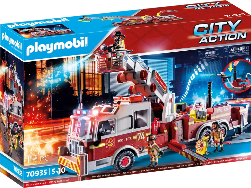 Sauvez la Ville avec le Véhicule de Pompiers PLAYMOBIL 70935 à Échelle