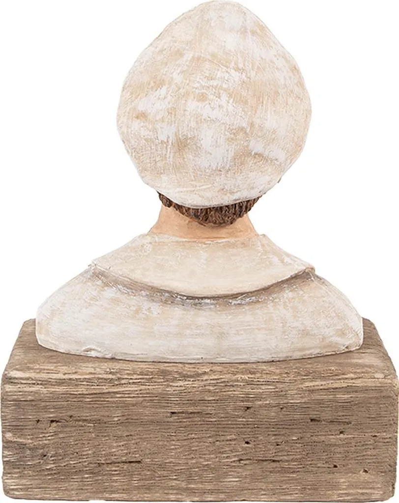 Statue Décorative de Marin en Bois Beige 20cm pour Ambiance de Mer - 3