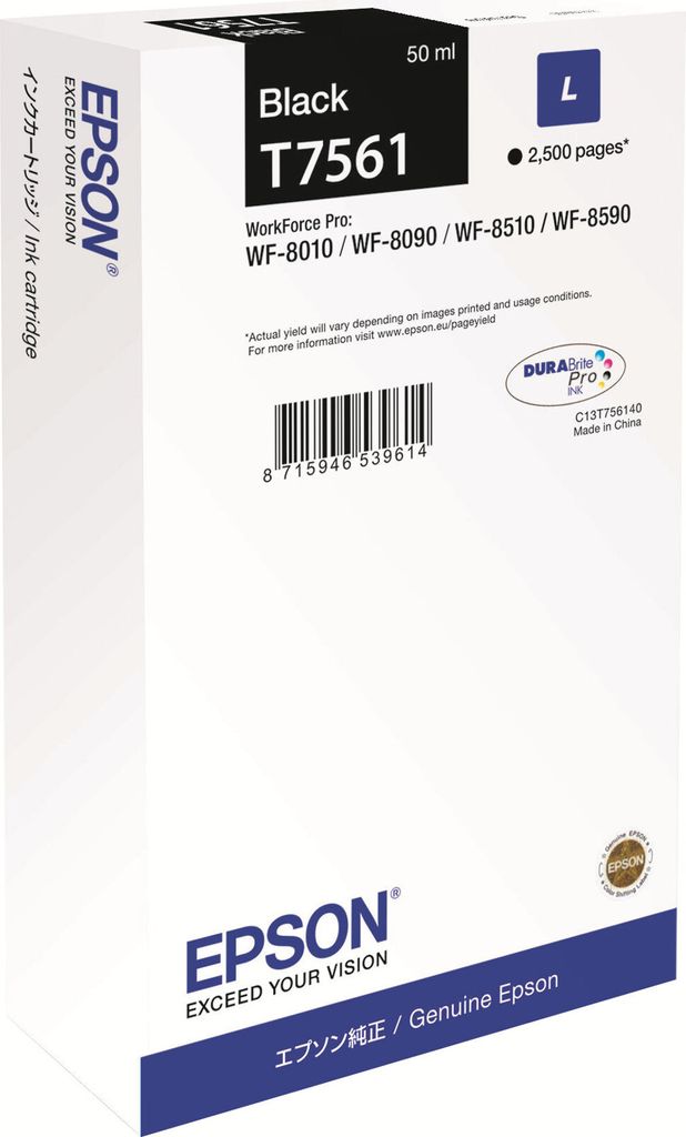 Epson Original T7561L Druckerpatrone schwarz 2.500 Seiten 50ml (C13T756140)