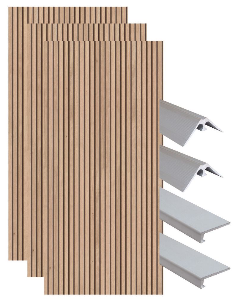 ONDEE ZEN-Pack: Montage von 3 Wandpaneelen in einer Nische – Holzleiste 120 cm – verchromte Profile