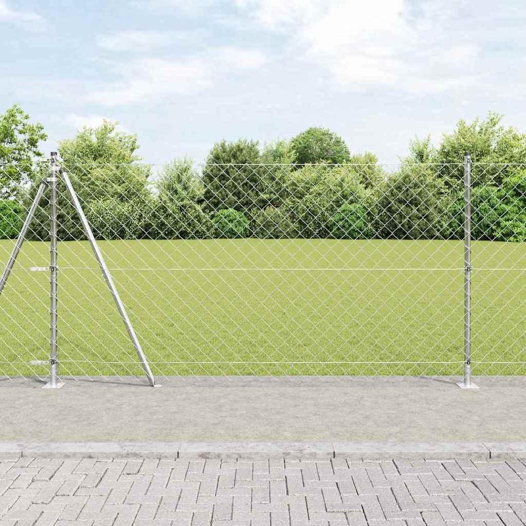 Maison Exclusive - Außen-Kettenzaun mit Betonsockel 10 x 1,2 m Silber Netz