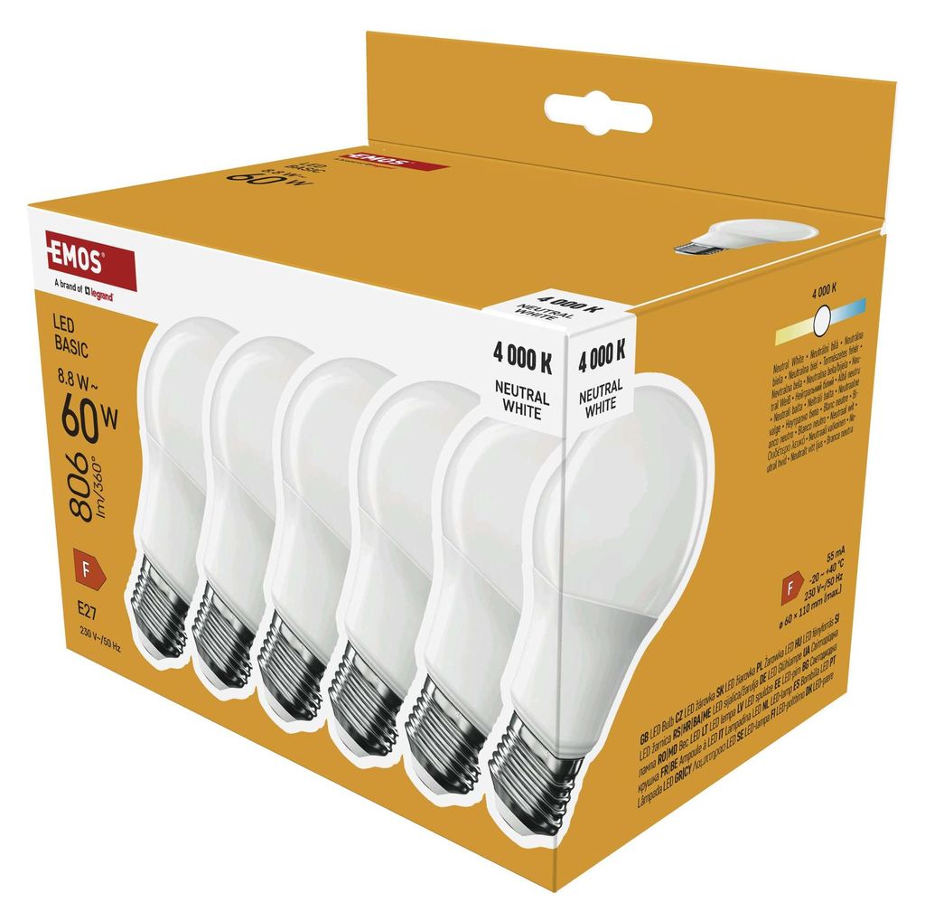 LED Lampe Basic A60 / E27 / 8,8 W (60 W) / 806 lm / Neutral Weiß