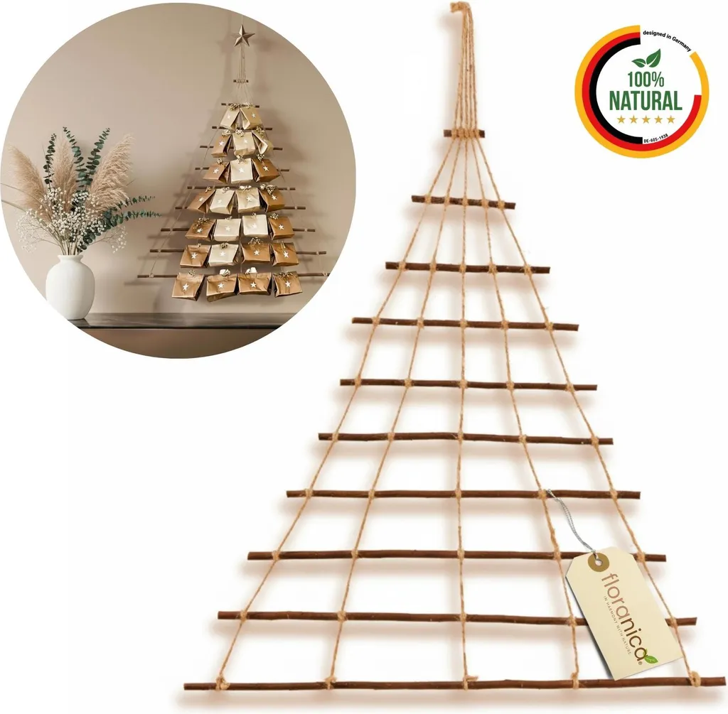 Calendrier de l'Avent mural bois 60x70 cm Déco sapin gain de place