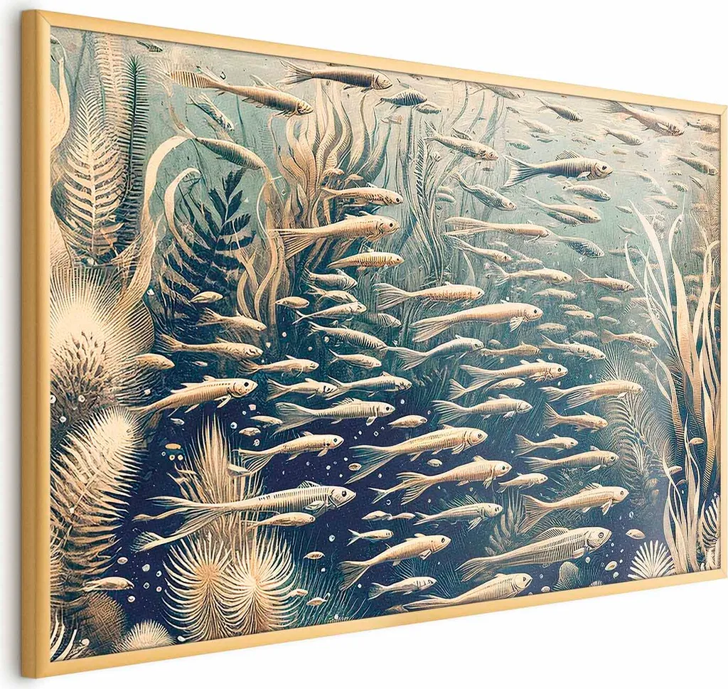 Wall Art Oceanica Luxury 60x40 - Cornice Oro Minimalista