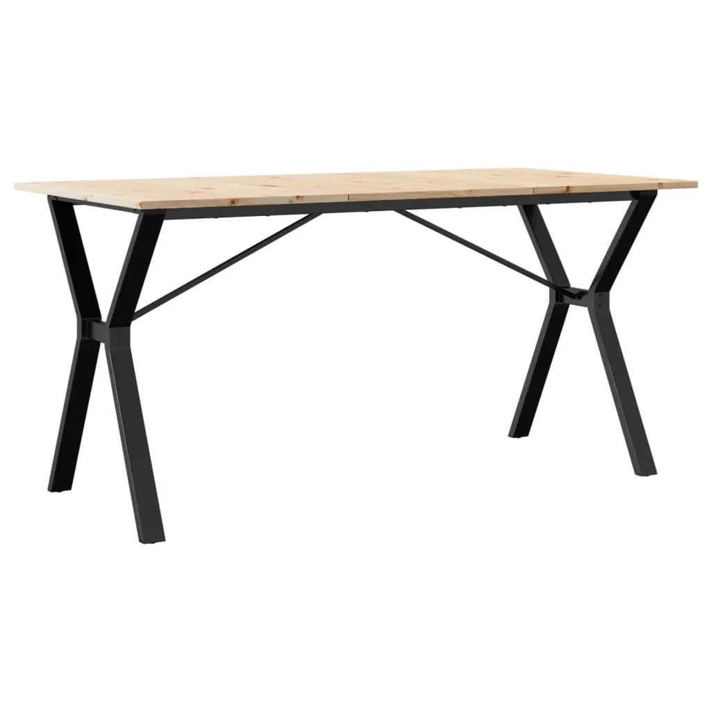 vidaXL Tavolo da pranzo con struttura a Y 160x80x75 cm in pino massiccio e acciaio