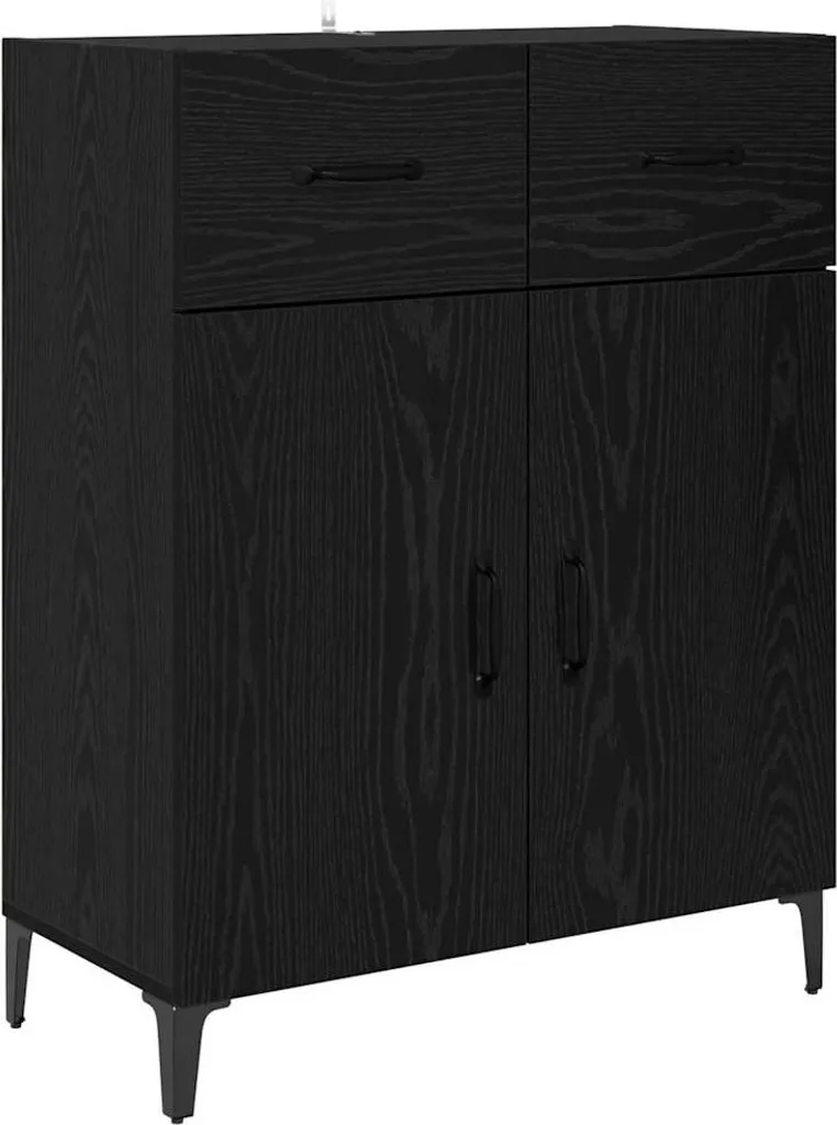 Credenza Rovere Nero 69,5x34x90 cm | Mobile Buffet Legno Design