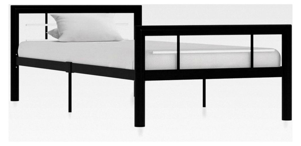 Bettgestell ohne Matratze, Metall schwarz und weiß, 90 x 200 cm