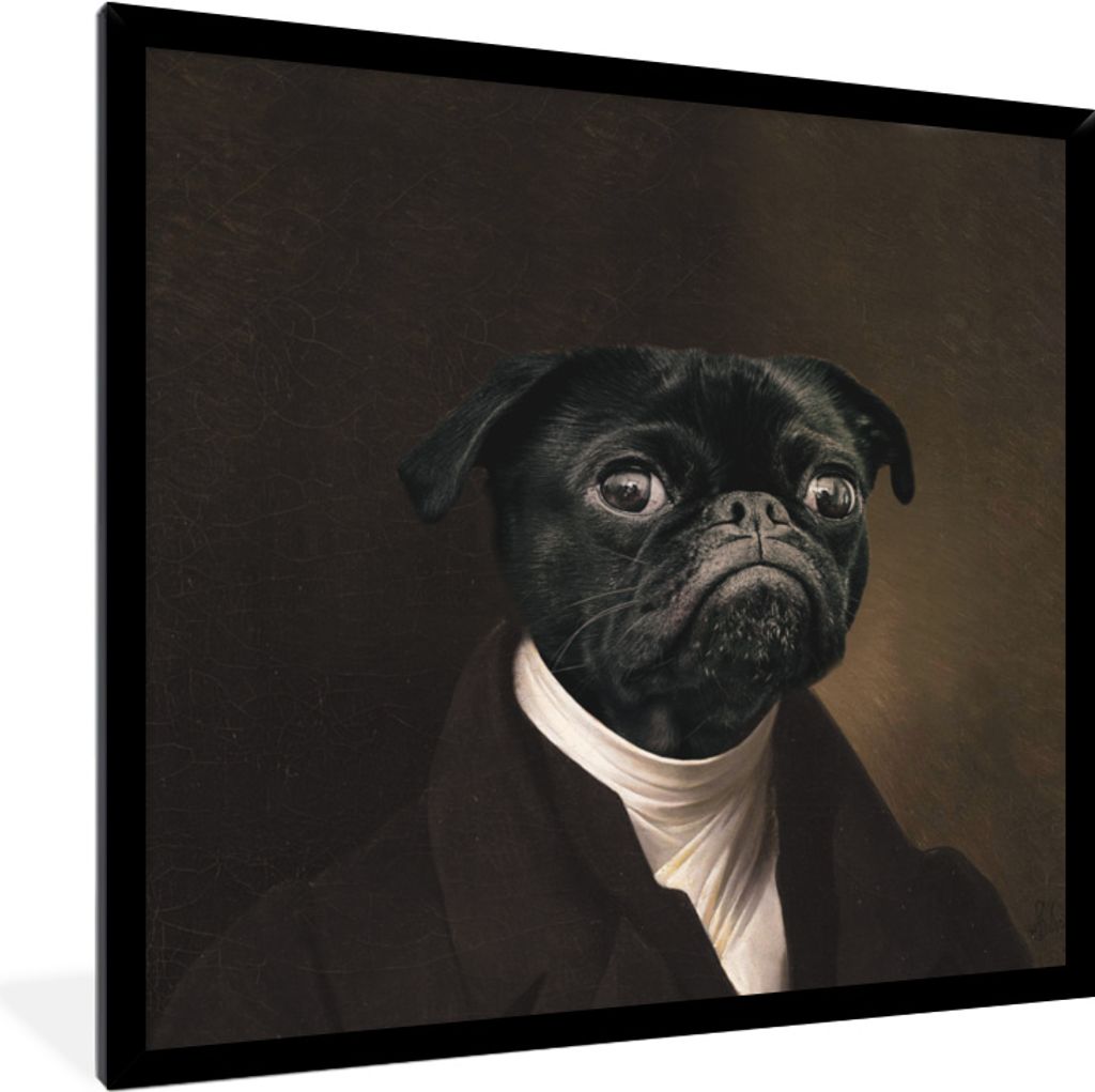 MuchoWow MuchoWow Gerahmtes Poster Mops - Mittelalter - Kleidung 40x40 cm - Poster mit zchwarzem Bilderrahmen - Mit Rahmen - Wanddekoration Sch...