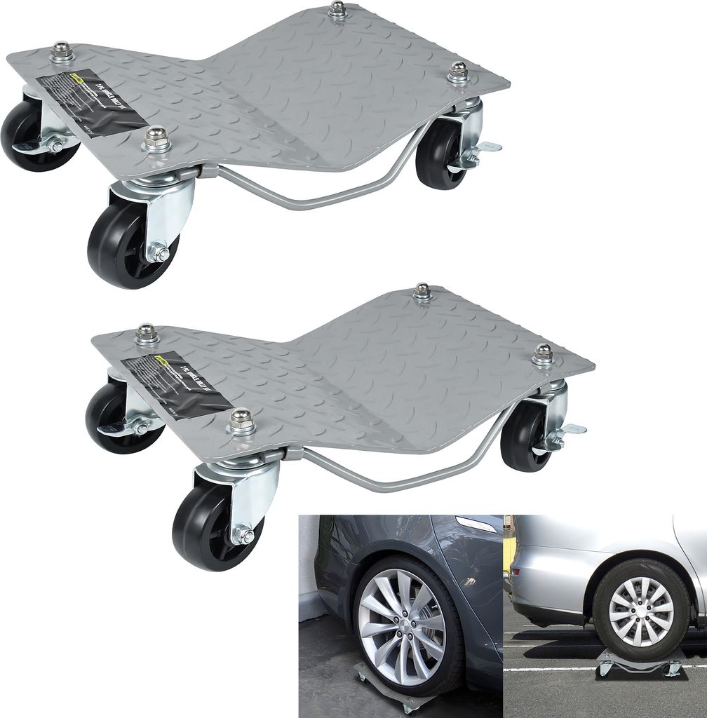 UISEBRT 2 Stück Rangierhilfe 500 kg pro Plattform Reifenwechsel Rangierheber Wagenheber Rad Rangierroller 40,5x30x7cm für Auto PKW LKWs