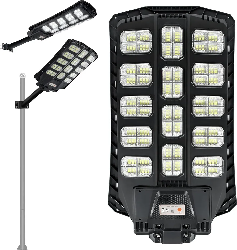 YUENFONG Lampe Solaire de Rue 400W LED IP65 avec Détecteur de Mouvement