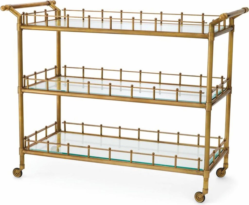 Casa Padrino Luxus Servierwagen Vintage Messing 122,5 cm - Gastronomie Accessoires