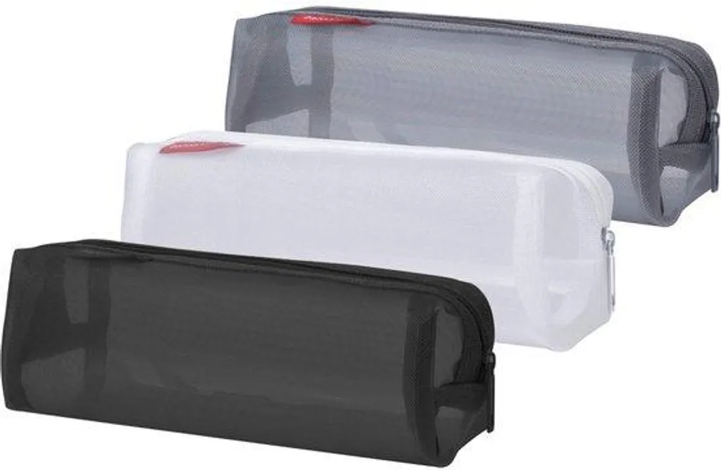 Trousse de rangement en mesh noir zippée multi-usage école et bureau