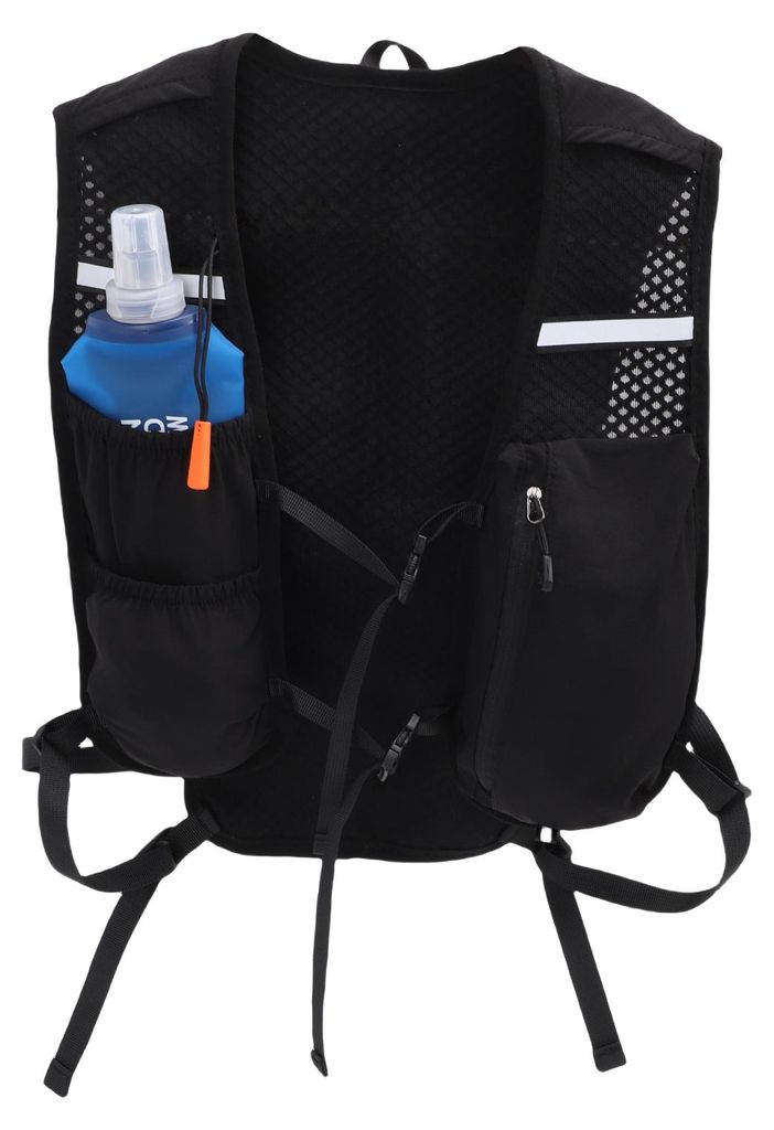 Laufweste für Damen und Herren mit 500-ml-Trinkflasche, reflektierend und atmungsaktiv, für Outdoor-Sportarten, schwarz