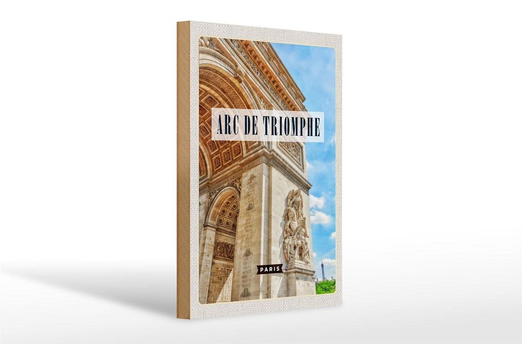 Holzschild Reise 20x30cm Arc de Triomphe Paris Reiseziel