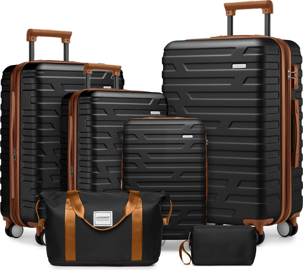 okwish 5-teiliges Trolleys Klassische Koffer Gepäckset mit Reisetaschen und mit erweiterbaren Rollen,Hartschalenkoffern Reisekoffer mit 360°-Dreh...