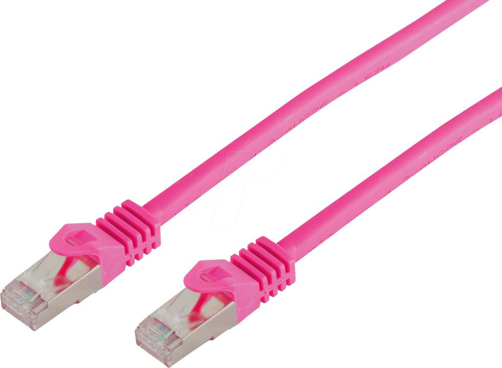 RJ45 Patchkabel m. CAT 7 Rohkabel PIMF magenta 10m