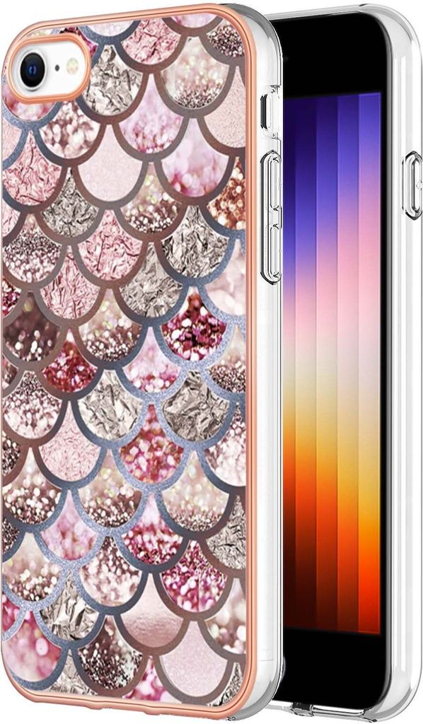 iPhone SE 2022 Hülle, Muster Handyhülle Anti-Shock Weich TPU Bumper Schutzhülle für iPhone SE 2022/ SE 2020 / 8 / 7 Pink