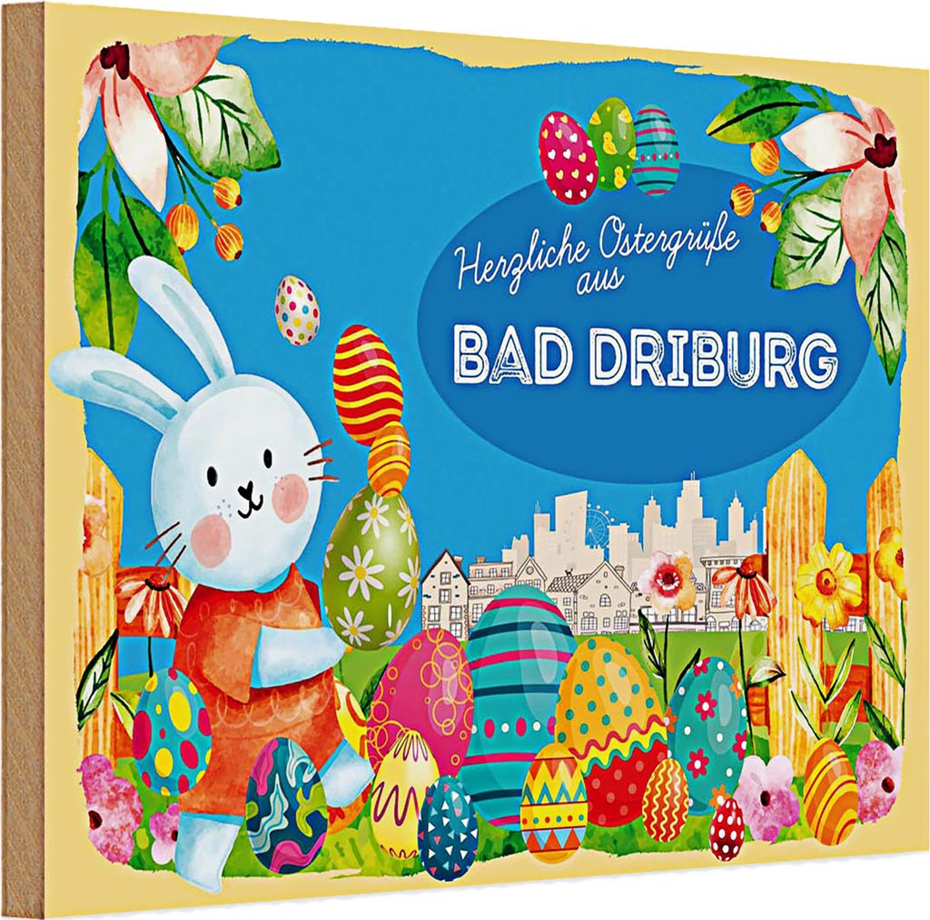 Holzschild Ostern Ostergrüße 30x20cm BAD DRIBURG