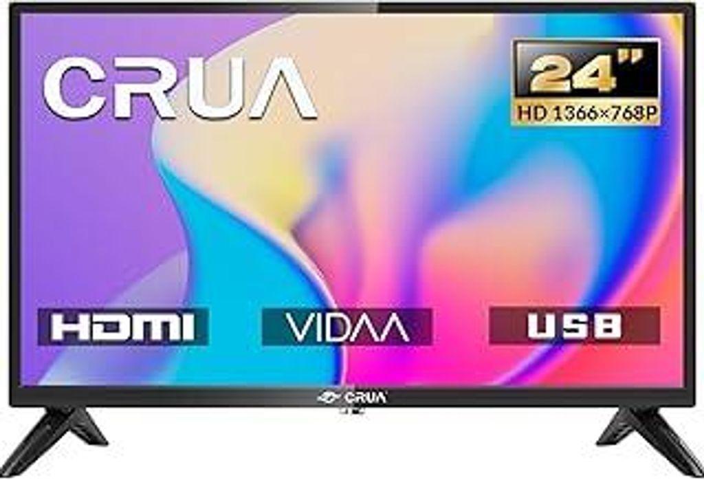 CRUA VIDAA Smart TV,24 Zoll (60 cm) TV,1366x768 HD Fernseher,Power Input 100-240V/LED Fernseher mit HDMI/USB/AV IN/Kompakt und Smart für Ihr Zuhau...