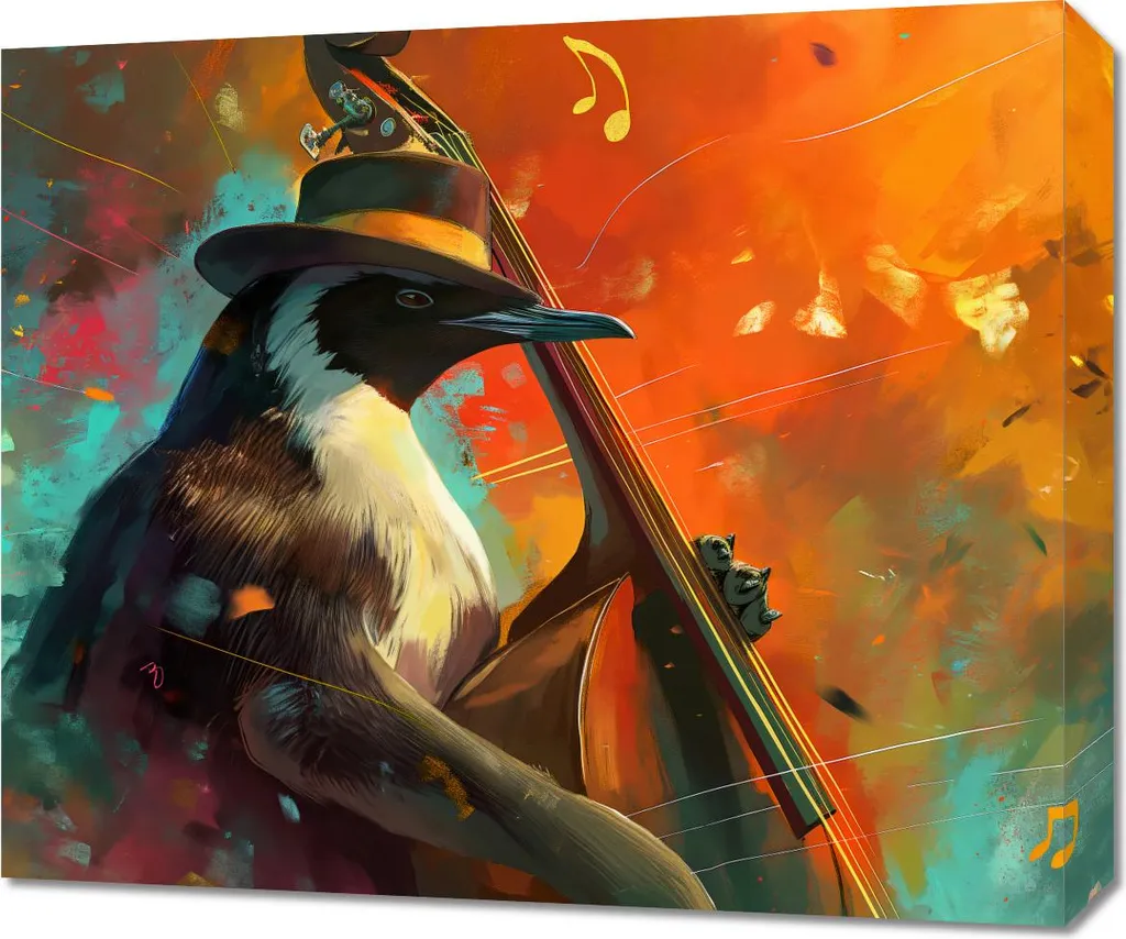 Décoration Pingouin mélodieux 60x50 cm : Impression haute qualité mate