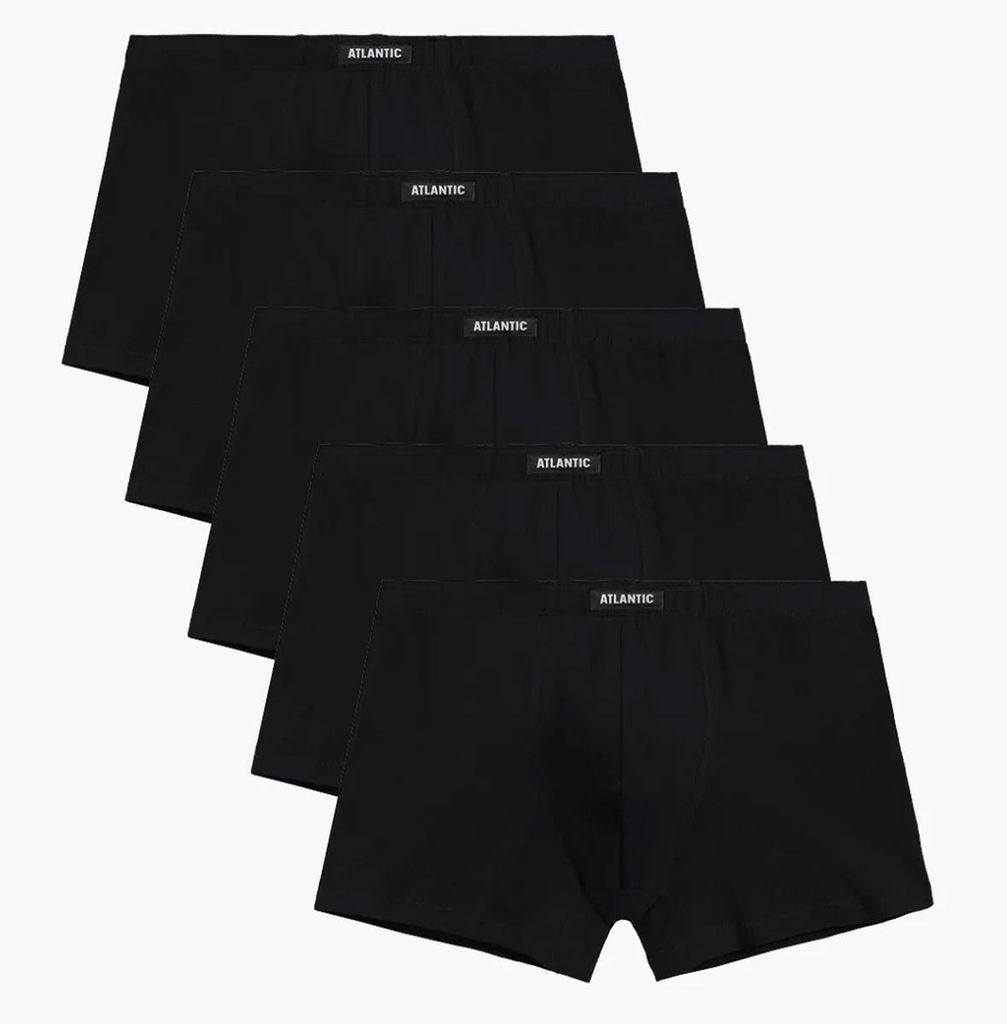 Atlantic Boxershorts 5er-Pack XXL Schwarz Unifarben Regular Fit Baumwolle