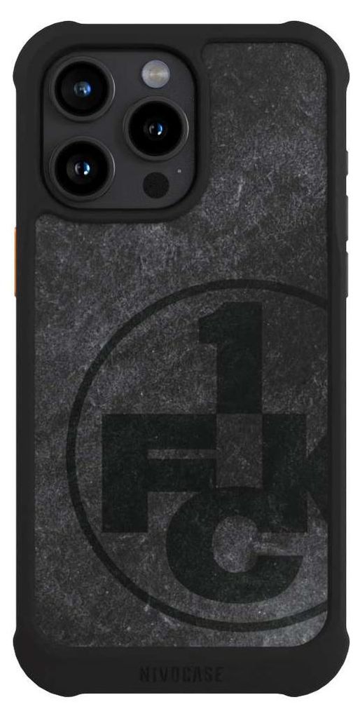 NIVOCASE Hülle für Apple iPhone 15 Pro Max Stoßfeste Handyhülle NIVOmax Case Schwarz 1. FC Kaiserslautern 1. FCK Beton
