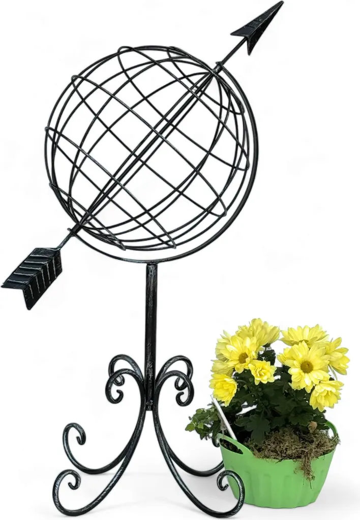 Horloge de Jardin Solaire en Métal Style Globe Moderne Hauteur 72 cm