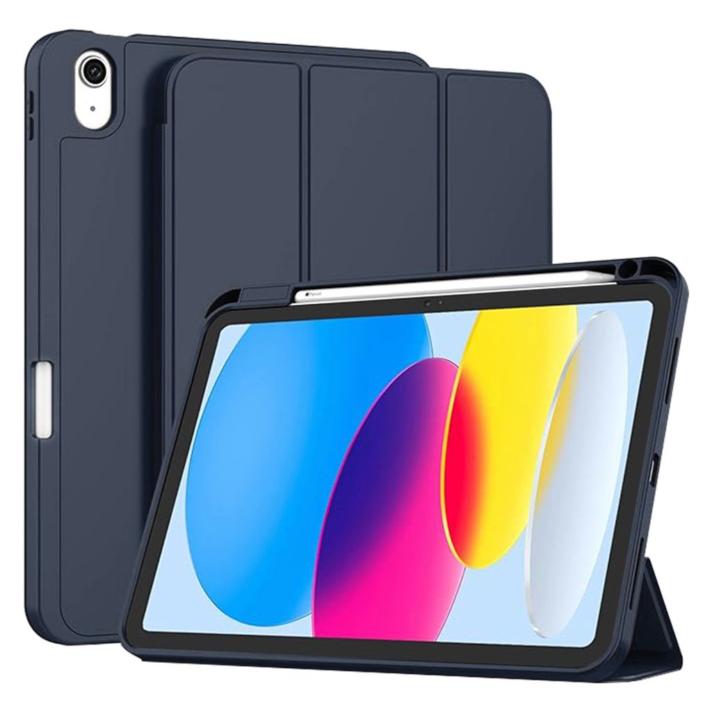 Techsuit Flex Trifold Tablet-Hülle mit Pencil-Halter für Apple iPad 2022 - Dunkelblau