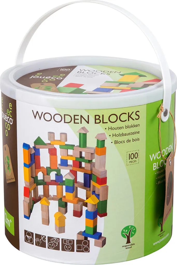 Blocs en bois Jouéco 100 pièces : Set éducatif robuste et écologique