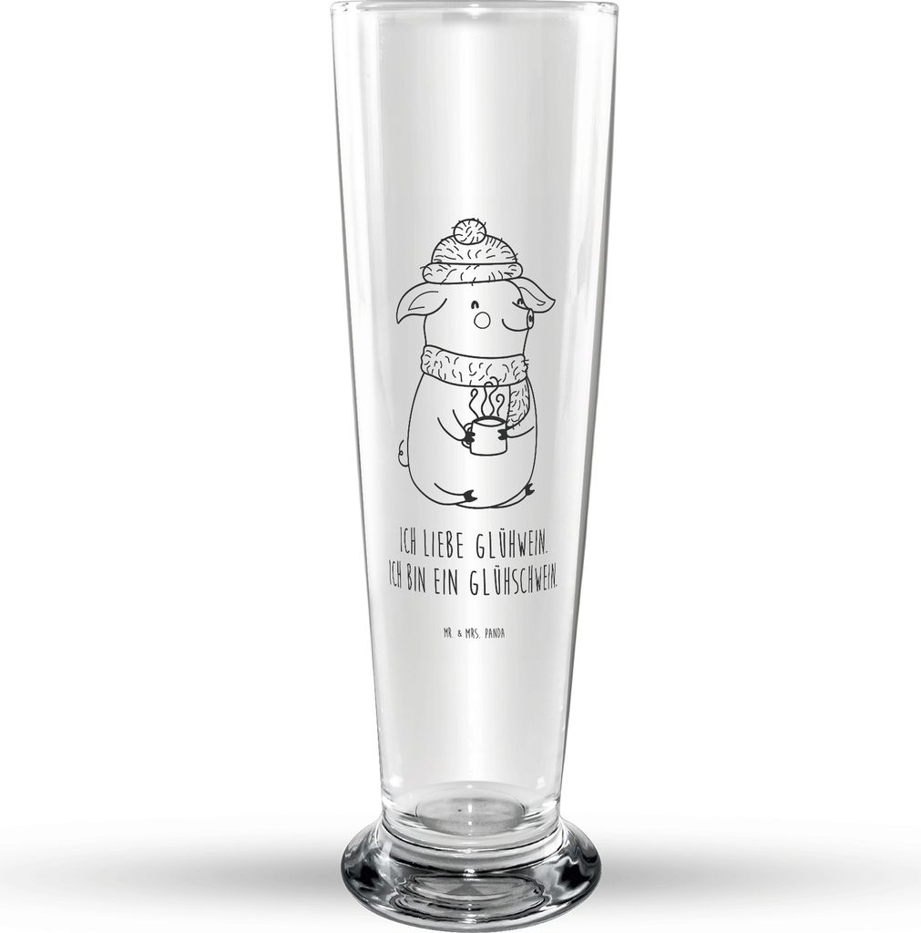 Mr. & Mrs. Panda Trinkglas Schwein Glühwein - Transparent - Geschenk, Bierbecher, Glasbierglas, Bierglas, Weihnachten, Glühschwein, Weihnachtsmar...