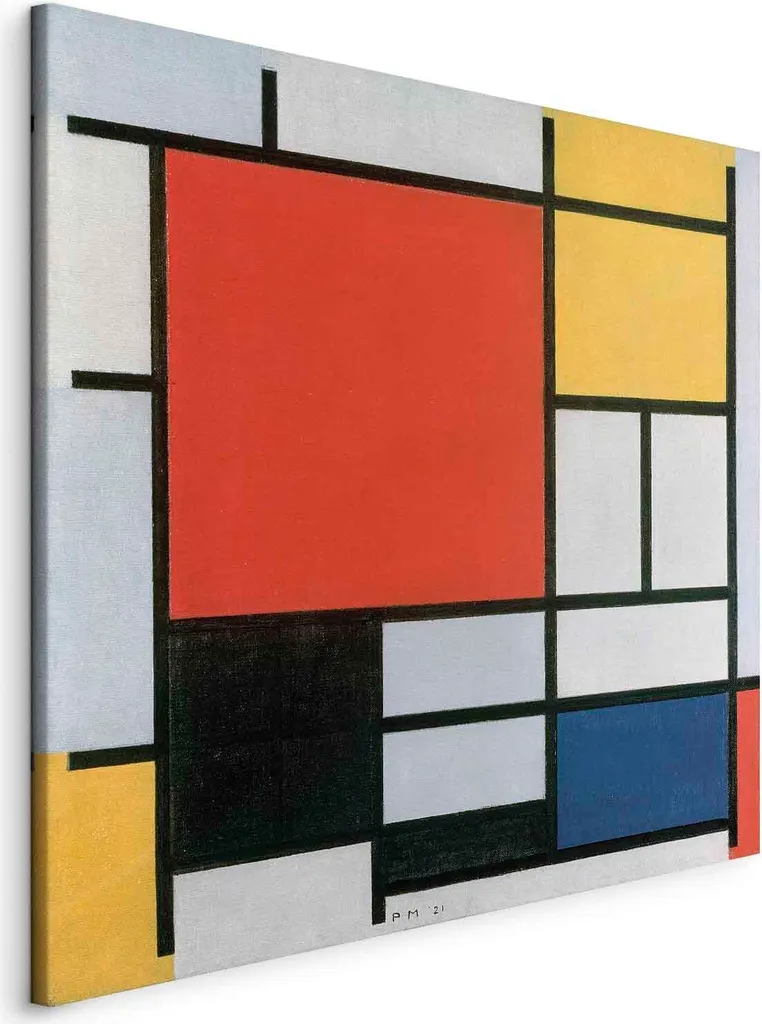 Quadro su tela italiano - Composizione con rosso, giallo, blu e nero (Piet Mondrian) 60x60 cm Riproduzioni l-G-10338-b-a