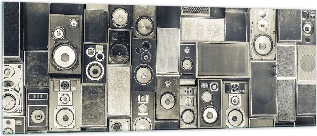Bilder auf glas - Einteilig - Abstraktion Lautsprecher Grafik - 140x50cm - Glasbilder - Wandbilder - Bilder - Wanddekoration aus Glas - Glas Bilder...
