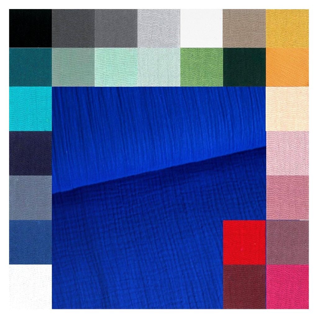 Musselin Meterware - Musselinstoff - Double Gauze - BabyBaumwolle - 27 Farben - Windelstoff, Blusenstoff Krepp - 25 cm x 130 cm, Farbe: 005 blau