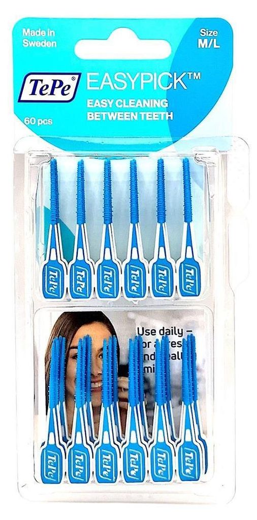TePe Easy Pick M/L blau NEU 60 Stück Produktbild 