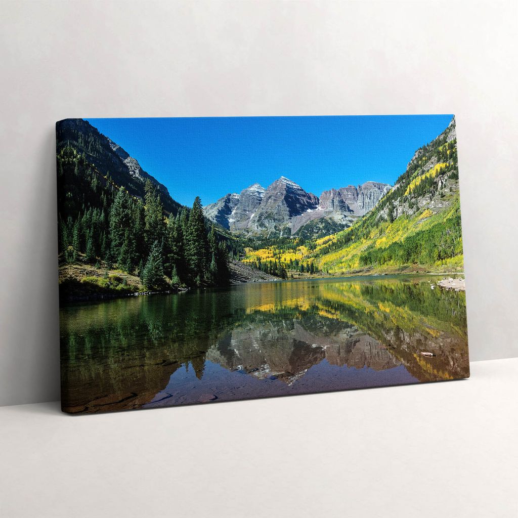 Berge und Wälder am See – Leinwandbild Wandbild – 60x40 cm – Leinwandbilder – Wandbilder – Schlafzimmer – Flur