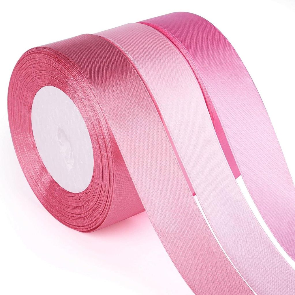 Zoll breites, einfarbiges rosa Satinband, DIY-Kleiderdekoration, Blumenstrauß, Weihnachtsverpackung
