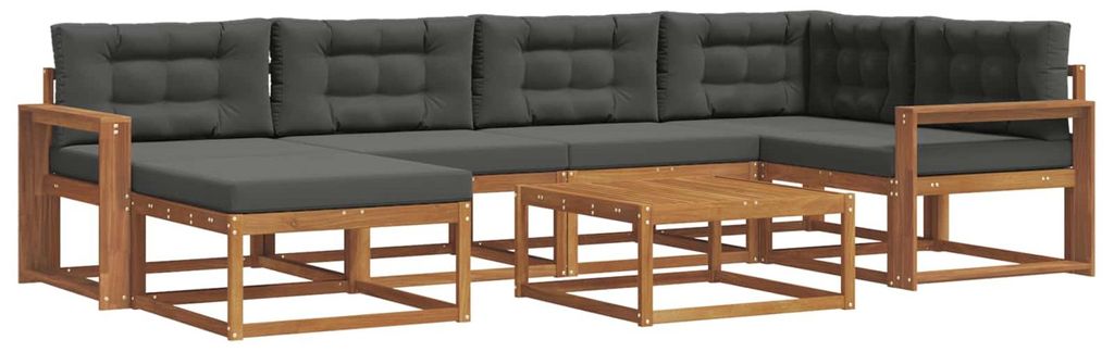 vidaXL Outdoor-Sofagarnitur mit Kissen 7 pcs Natur und Anthrazit