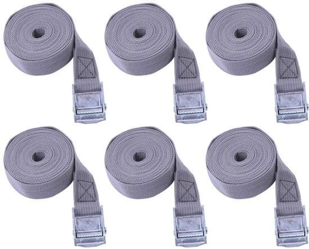 Kit accessoires camping : 6 sangles de serrage 3m et pinces de fixation