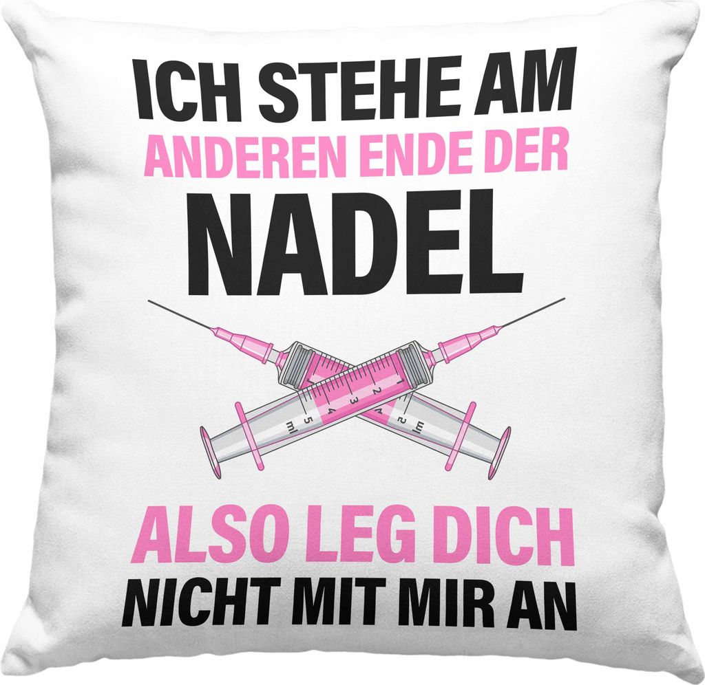 Trendation - Krankenschwester Deko-Kissen mit Füllung 40x40 Geschenk Propofol Spritze Geschenk Krankenschwestern Deko-Kissen mit Füllung 40x40 Ä...