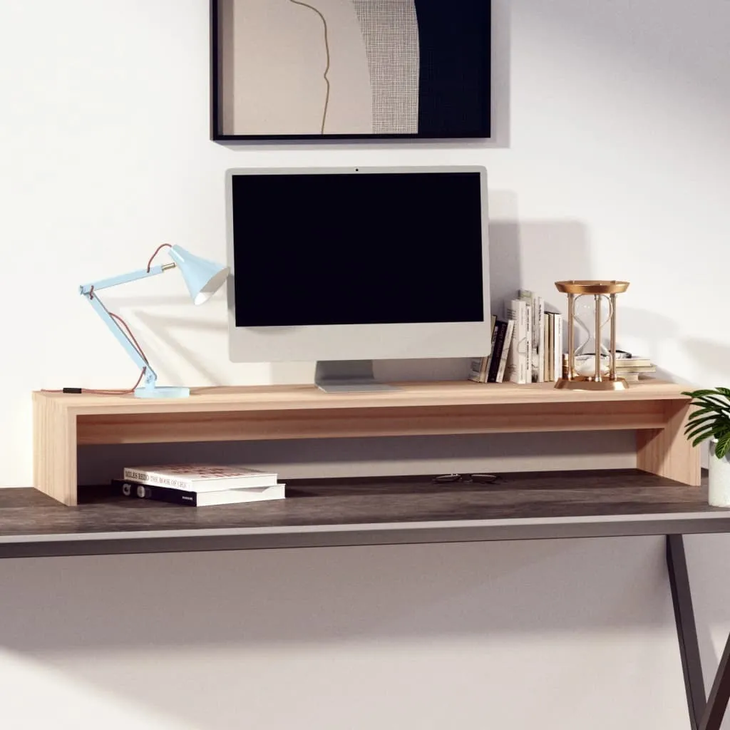 Support écran bois massif 100x27x15cm - Structure stable et design naturel - 3