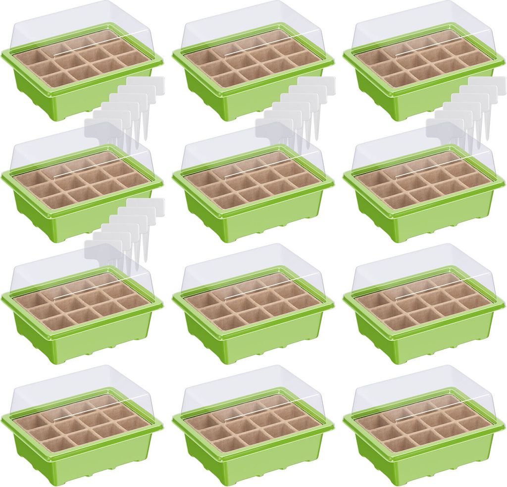 WELLGRO Mini Gewächshaus inkl. 6 Pflanzschilder - für bis zu 12 Pflanzen - ca. 19x14,5x11cm je Zimmergewächshaus, Kunststoff/Zellulose - Menge w...