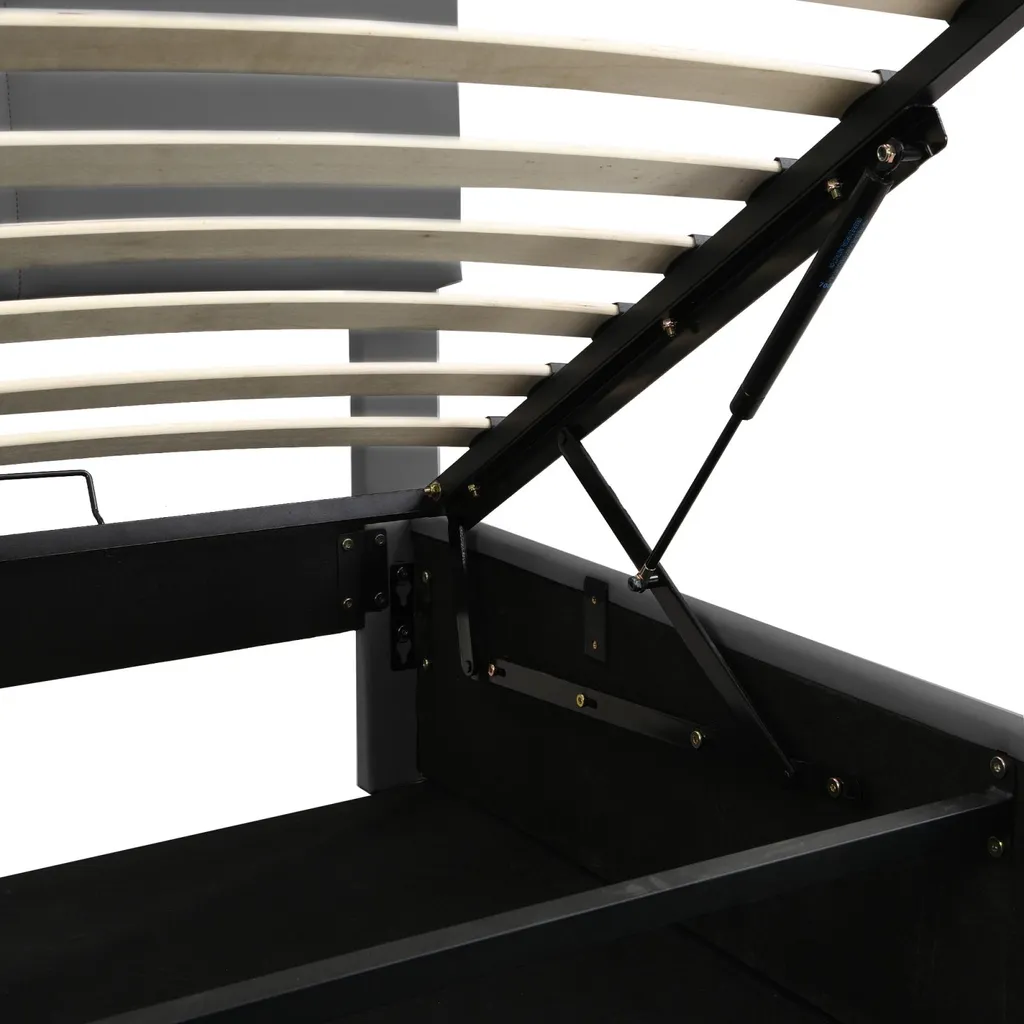 Lit coffre 180x200 cm gain de place pour chambre avec LED grise - 9