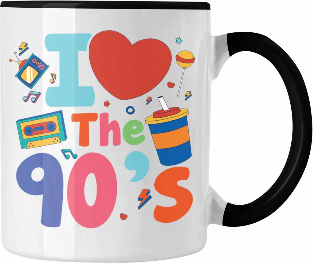 Trendation - I Love The 90's 90er Jahre Tasse Geschenk Neunziger Geschenkidee Party (Schwarz)