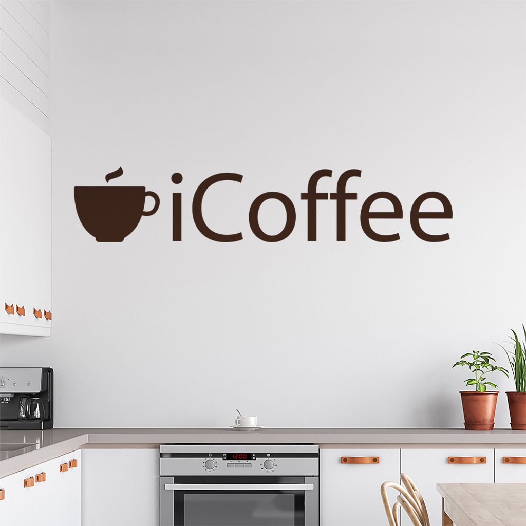 iCoffee Wandtattoo in 6 Größen - Wandaufkleber Wall Sticker - Dekoration, Küche, Wohnzimmer, Schlafzimmer, Badezimmer