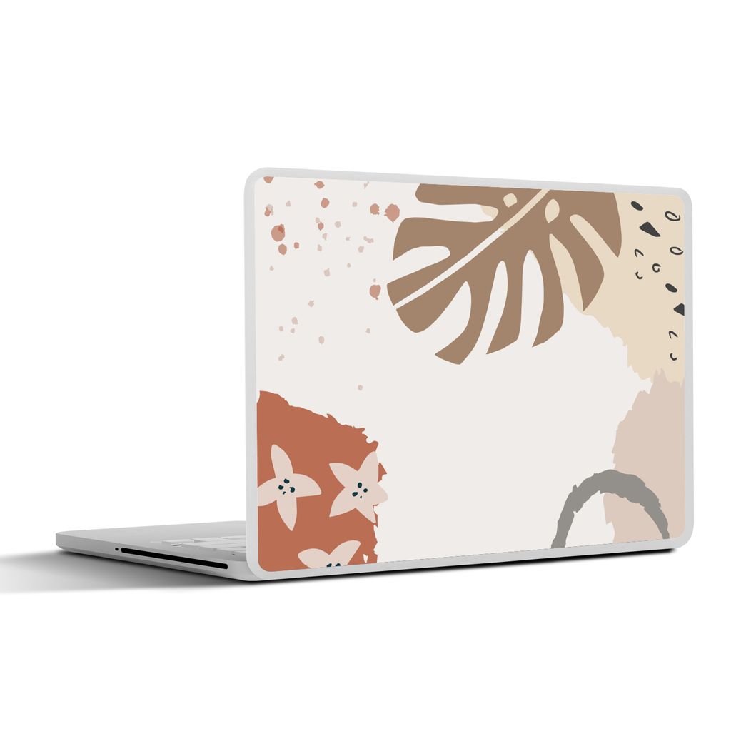 MuchoWow Laptop Aufkleber Sticker Cover Sommer - Monstera - Grau 30x22 cm - Laptop-Sticker