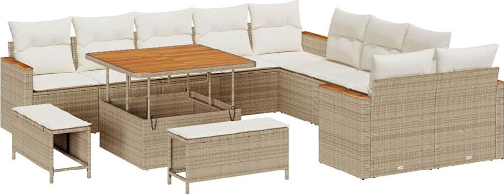 vidaXL Gartensofa-set 13 pcs Beige Poly-Rattan